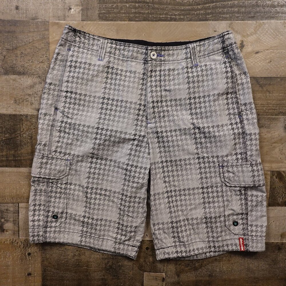Tommy Bahama Relax Cargo Shorts Men’s 34 Gray Houndstooth Utility 10.5” Inseam‎